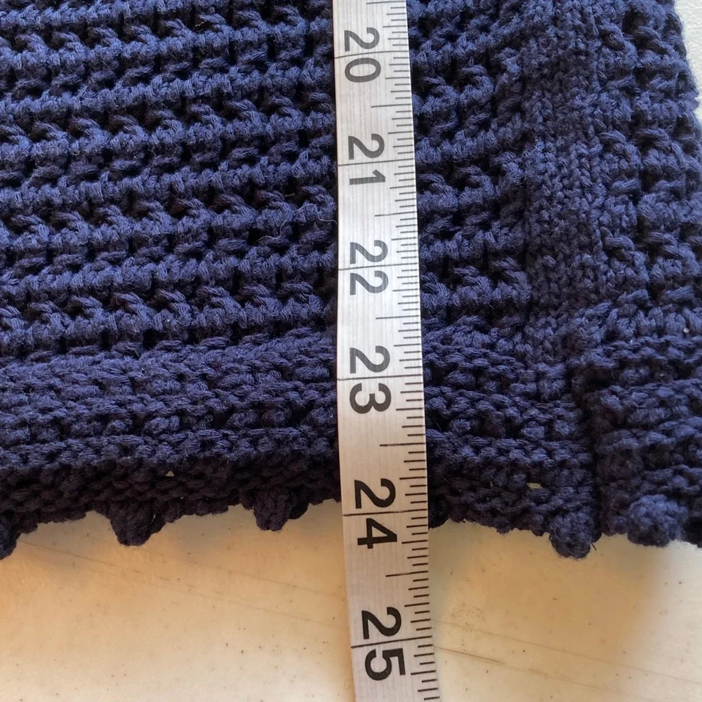 Talbots Navy Open-Knit V-Neck Button Front Cardigan - Picture 8 of 9